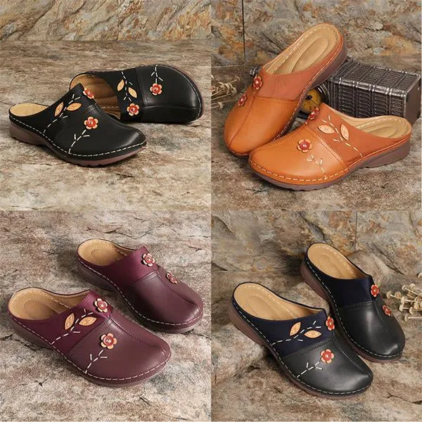 Women's Retro Hollow Flower Wedge Slippers 05435985S