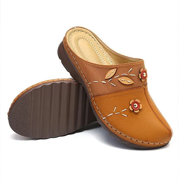 Women's Retro Hollow Flower Wedge Slippers 05435985S