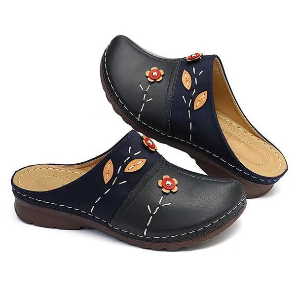 Women's Retro Hollow Flower Wedge Slippers 05435985S