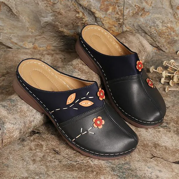 Women's Retro Hollow Flower Wedge Slippers 05435985S