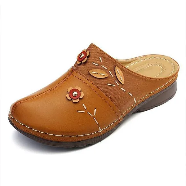Women's Retro Hollow Flower Wedge Slippers 05435985S