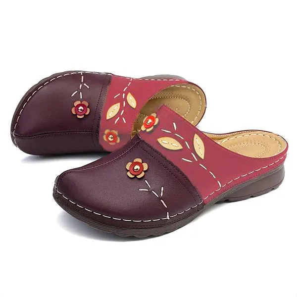 Women's Retro Hollow Flower Wedge Slippers 05435985S