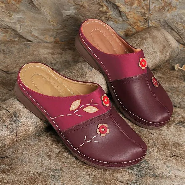 Women's Retro Hollow Flower Wedge Slippers 05435985S