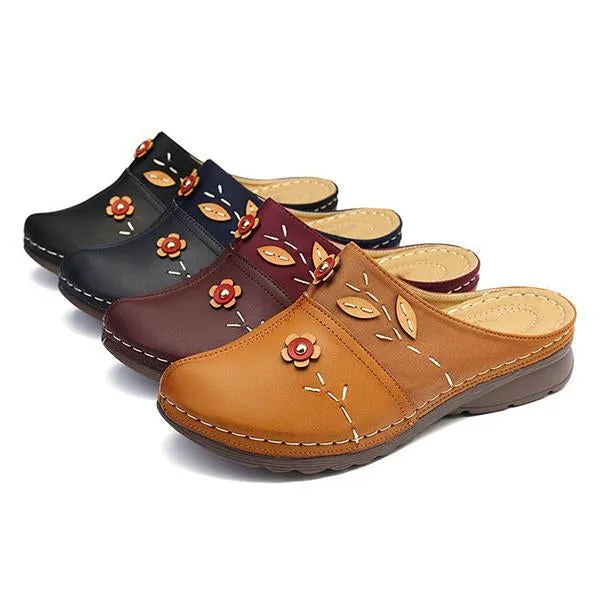 Women's Retro Hollow Flower Wedge Slippers 05435985S
