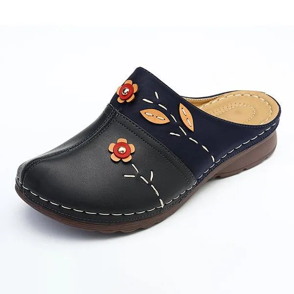 Women's Retro Hollow Flower Wedge Slippers 05435985S