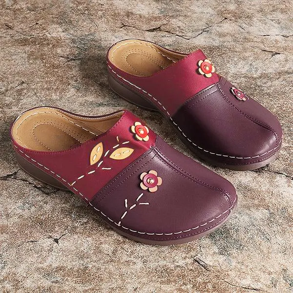Women's Retro Hollow Flower Wedge Slippers 05435985S
